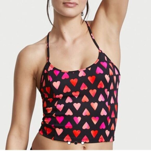 Victoria’s Secret Flow On Point Essential Atlet Cropped Tank Top w/ Heart Prints - Picture 2 of 7